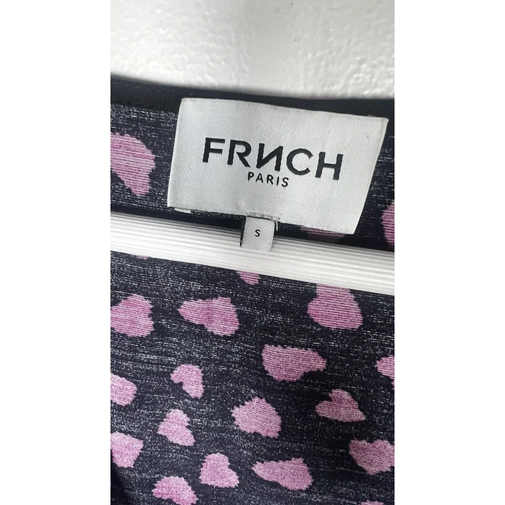 FRNCH Paris Size Small Acela‎ Blue Heart Print Mini Wrap Valentines V-Neck Dress